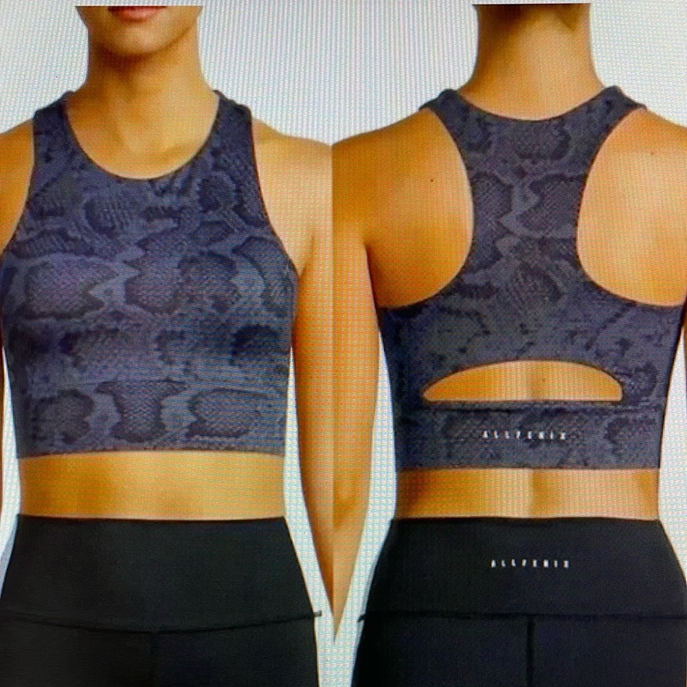 ALL FENIX Brand New Navy Snake Long Sports Bra Size Medium